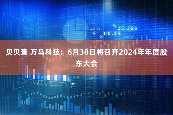 贝贝查 万马科技：6月30日将召开2024年年度股东大会