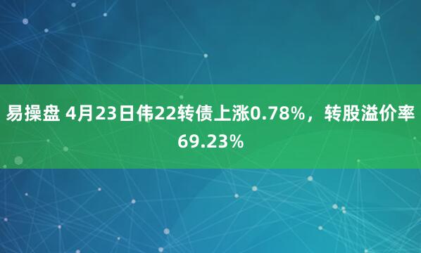 易操盘 4月23日伟22转债上涨0.78%，转股溢价率69.23%