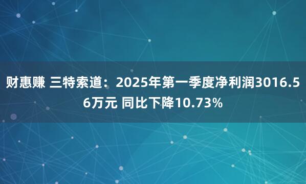 财惠赚 三特索道：2025年第一季度净利润3016.56万元 同比下降10.73%